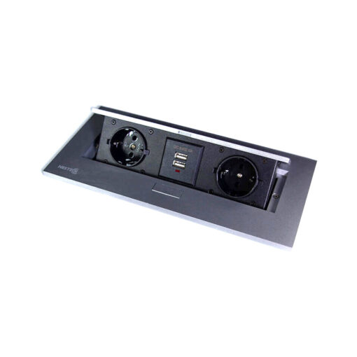 پریز رومیزی دو پریز + دو شارژر USB نستک کد KM1SU22X03