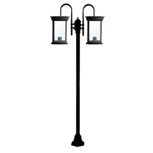 چراغ ایستاده دو شاخه شفق مدل روشان با شیشه ساده کد 1055
