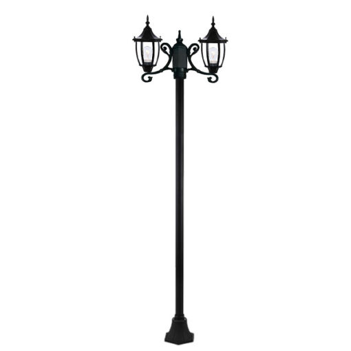چراغ حیاطی ایستاده دو شاخه با طول 2.6 متر شفق مدل باربد کد 3119