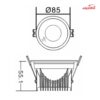 چراغ سقفی توکار 12 وات شعاع مدل SH-2532-12W