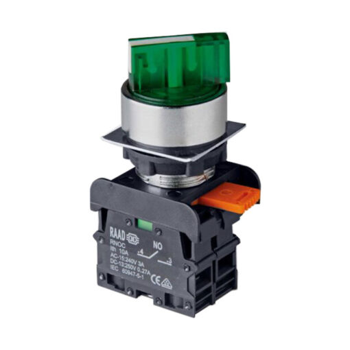 کلید سلکتوری 220 ولت چراغ‌دار دو طرفه ثابت فلزی SES-LED رعد