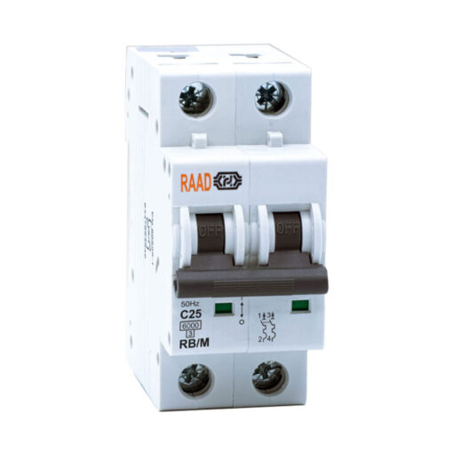 کلید مینیاتوری 2 پل 25 آمپر RB-M-2P-C25-6KA رعد