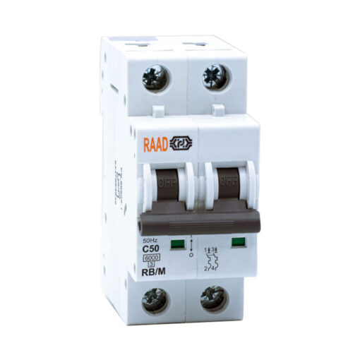 کلید مینیاتوری 2 پل 50 آمپر RB-M-2P-C50-6KA رعد