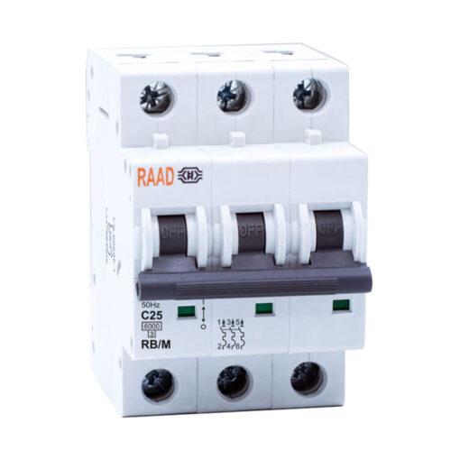 کلید مینیاتوری 3 پل 25 آمپر RB-M-3P-C25-6KA رعد