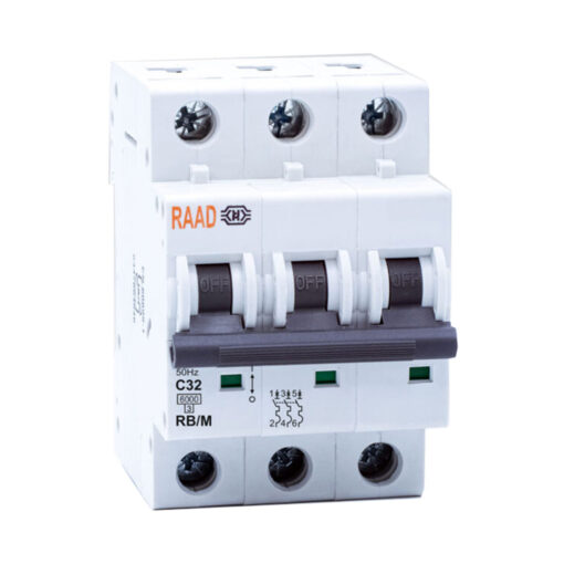 کلید مینیاتوری 3 پل 32 آمپر RB-M-3P-C32-6KA رعد