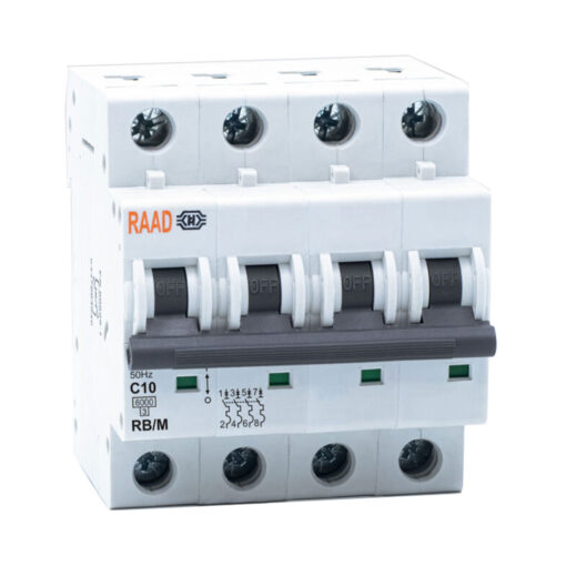 کلید مینیاتوری 4 پل 10 آمپر RB-M-4P-C10-6KA رعد