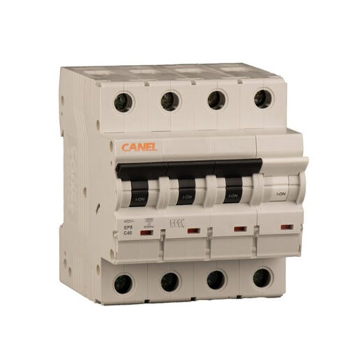 کلید مینیاتوری 63 آمپر سه پل + نول AC کانل کد C63-6KA-3P+N