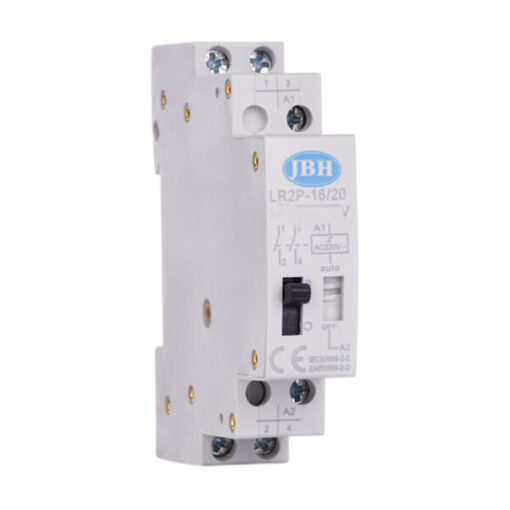 رله ضربه‌ای 2 پل 16 آمپر 24 ولت DC دستی و اتوماتیک JBH مدل 1NO+1NC کد RL21611D